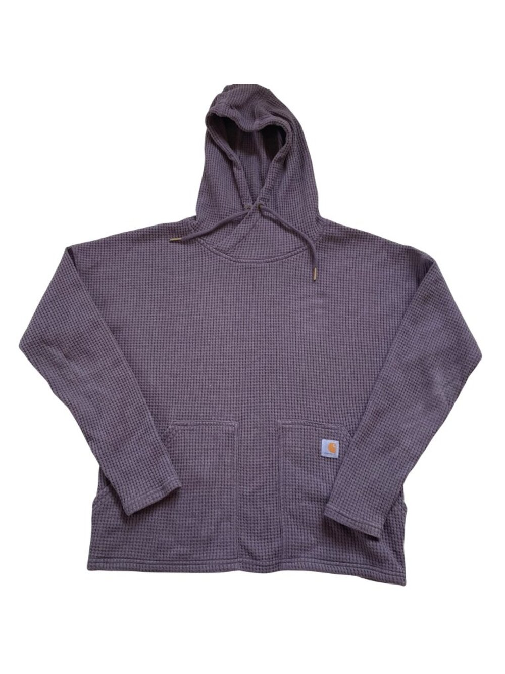 Carhartt Womens Waffle Knit Relaxed Fit Pullover Hoodie Small Purple Mauve